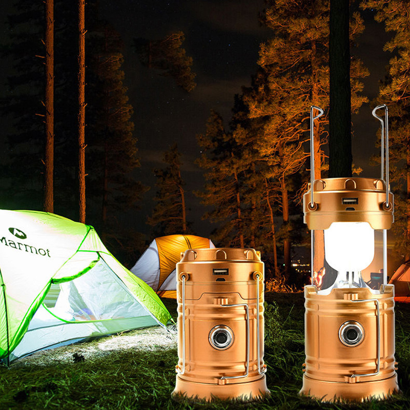 Camping Lantern Solar & Usb Rechargeable Led Camping Lights Portable  Collapsible Tent Lights For Camping Hiking