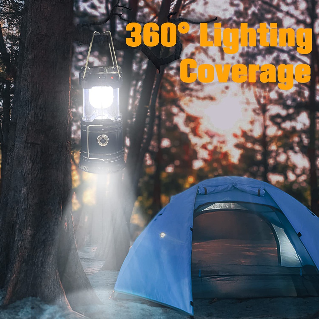 Collapsible Portable LED Camping Lantern Waterproof Solar USB Rechargeable  LED Flashlight Survival Kits for Indoor Outdoor