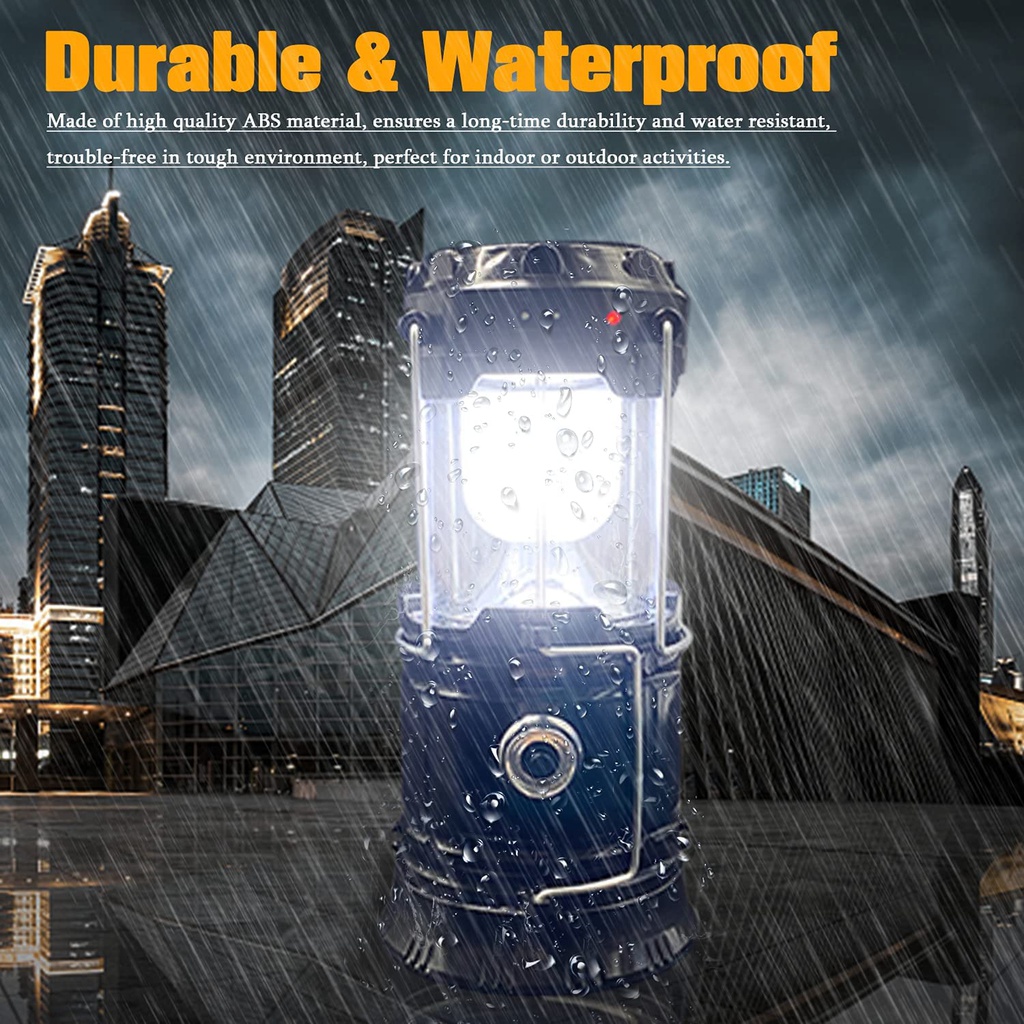 Led Collapsible Portable Solar Dc Rechargeable Lantern Flashlight  Waterproof Survival Lights For Camping Hurricanes Emergencies Power Outages  Homes In