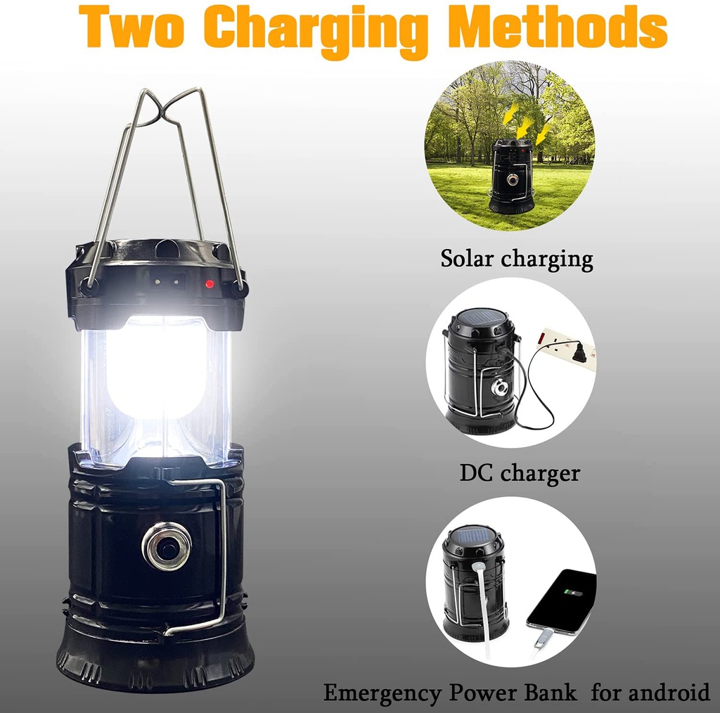 Portable LED Camping Lantern Waterproof Solar USB Rechargeable LED